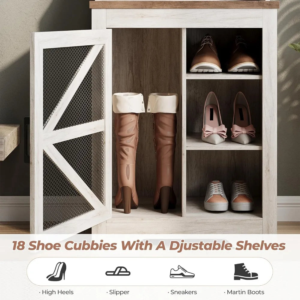 Narrow Coat Rack with Shoe Storage, Entryway Hall Tree with Shoe Storage, 23" Wide Freestanding Coat Tree, Mudroom Organizer, M