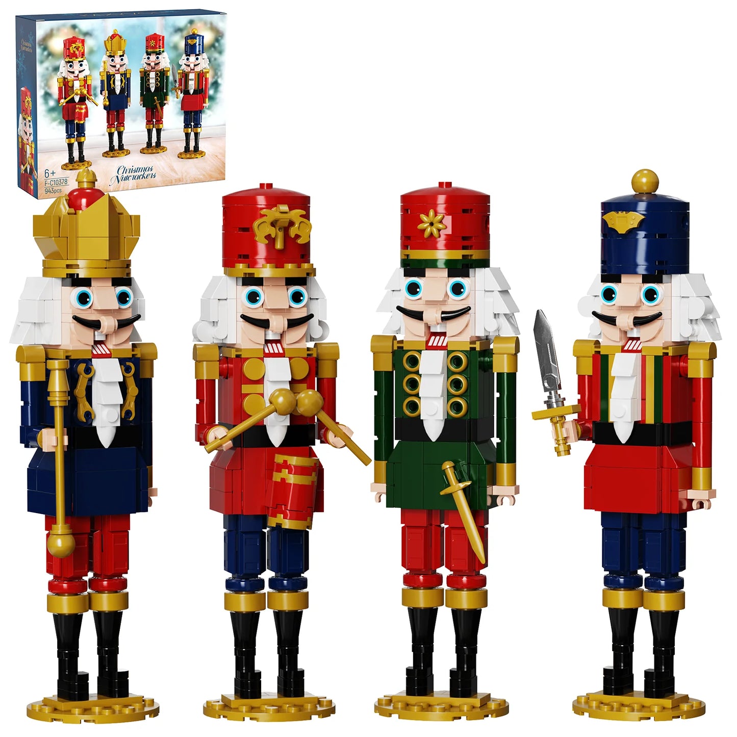 Christmas Nutcracker Building Blocks Set Xmas Nutcracker King and Soldier Sets Toys Gifts for Kids (943 PCS)
