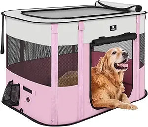 Portable Folding Pet Playpen for Dogs and Cats, Medium Size Pink Indoor/Outdoor Tent Cage